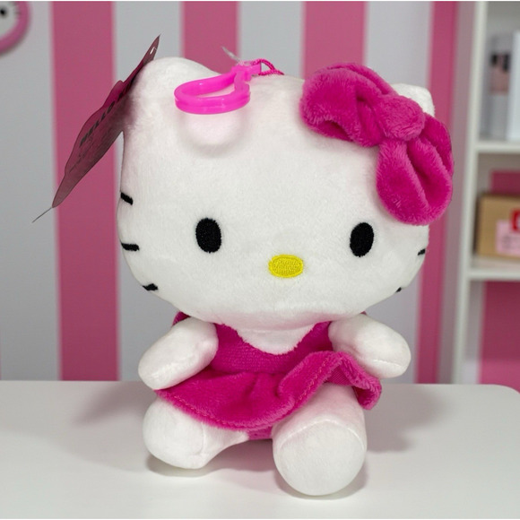 NEW Sanrio Hello Kitty Plush Backpack Bag Clip Coin Purse Key Chain 6 inch - Picture 1 of 5